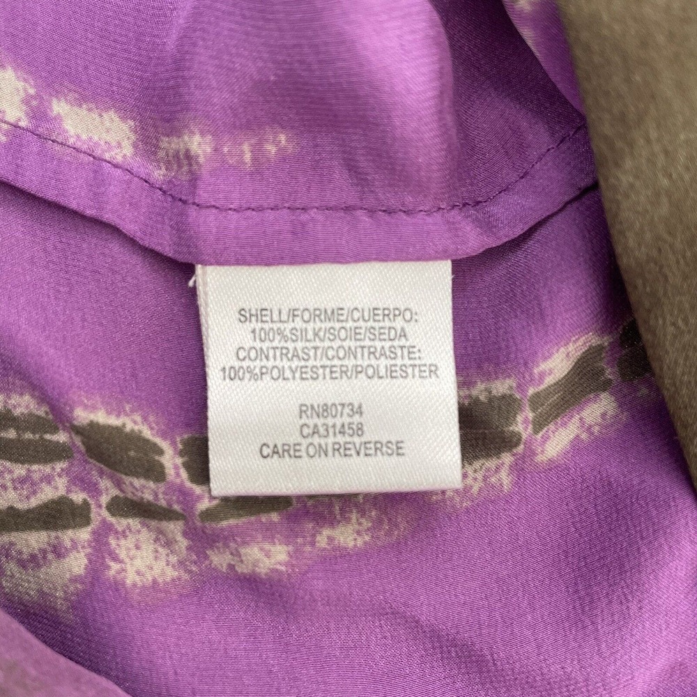 BCBG MaxAzria Silk Top Womens XS Green Purple Sleeveless Tank Shirt Criss Cross - Picture 5 of 9